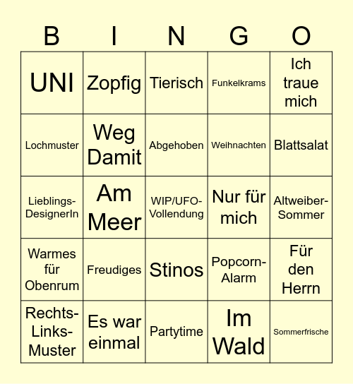 Bingo bei Frau Odersocke Bingo Card