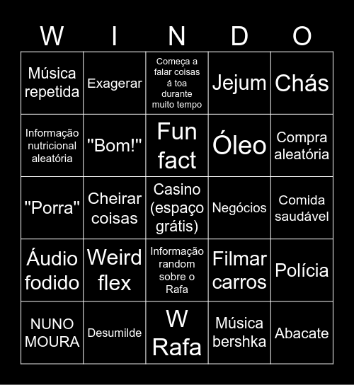 WINDOH BINGOH Bingo Card