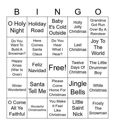 CHRISTMAS Bingo Card