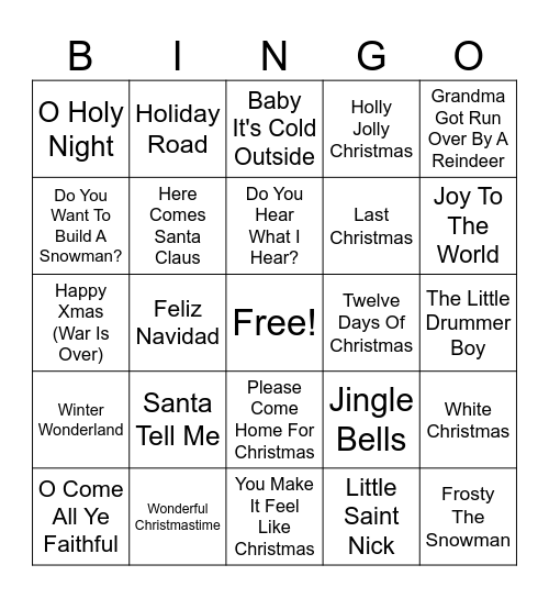 CHRISTMAS Bingo Card