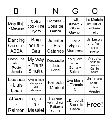 BINGO MUSICAL - NADAL 2023 Bingo Card