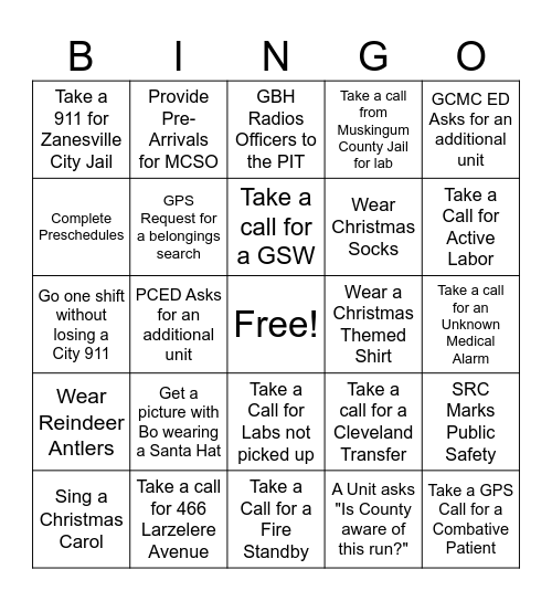 Dispatch Christmas Bingo Card