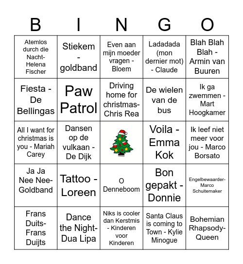 Kerstmis Bingo Card