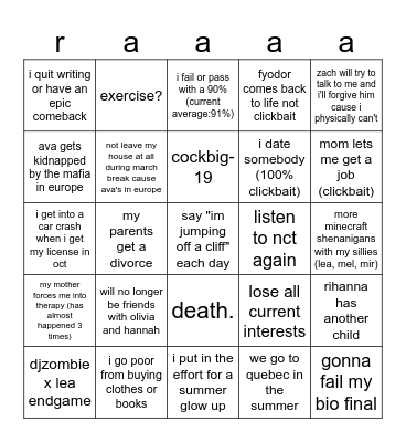 emma's 2024 predictions Bingo Card