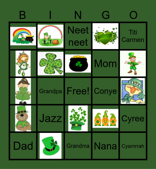 Williams Family St. Patty's Day 2024 Bingo Card