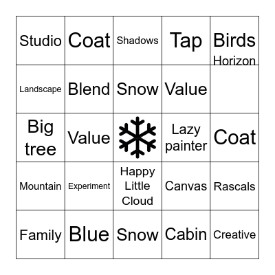 Bob Ross Bingo Card