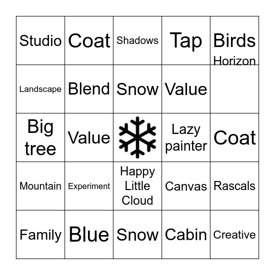 Bob Ross Bingo Card