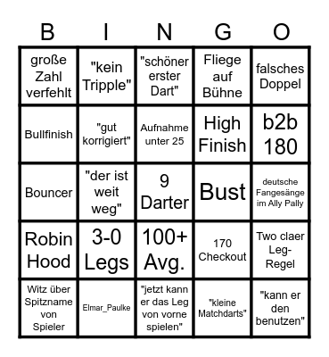 DART WM 2024 Bingo Card