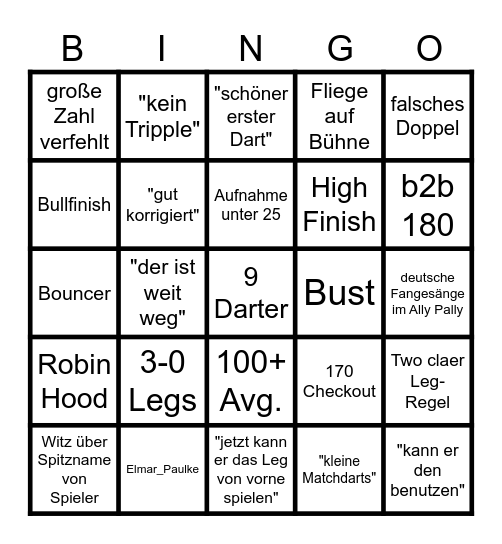 DART WM 2024 Bingo Card