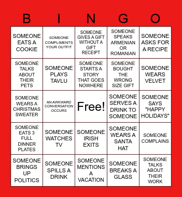 CHRISTMAS PARTY BINGO Card
