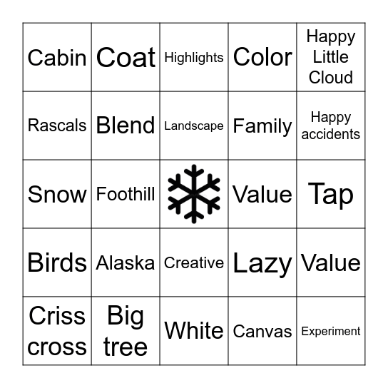 Bob Ross Bingo Card