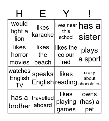 Human Bingo! 'Find someone who...' Bingo Card