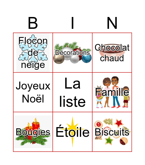 Noel Bingo Card