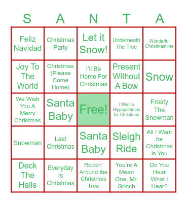 Christmas Bingo! Bingo Card