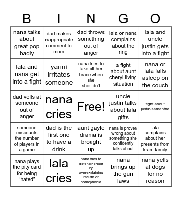 Xmas 2023 Bingo Card