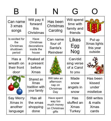 CHRISTMAS MINGLE Bingo Card