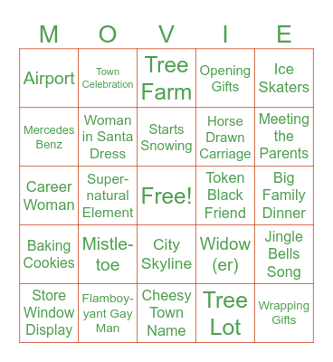 Christmas Movie Bingo Card