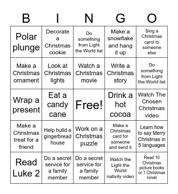 🎄Christmas Week Bingo 🎄 Bingo Card