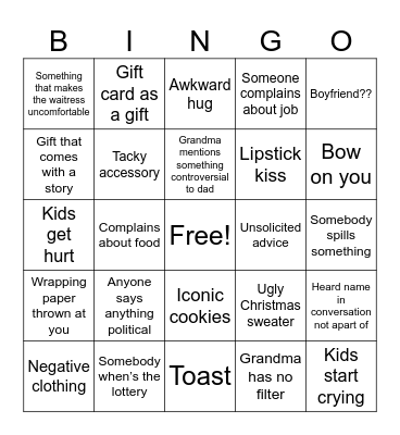 Christmas party Bingo Card