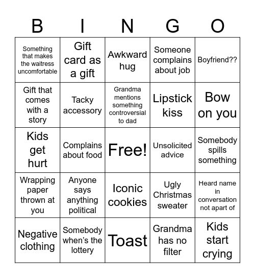 Christmas party Bingo Card