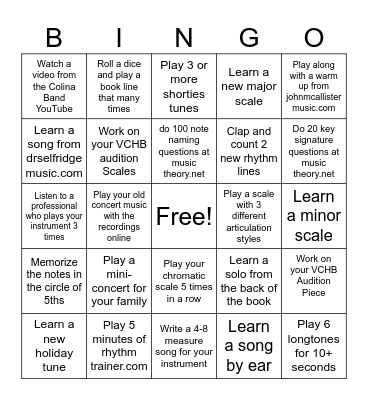 Winter Break Bingo! Bingo Card