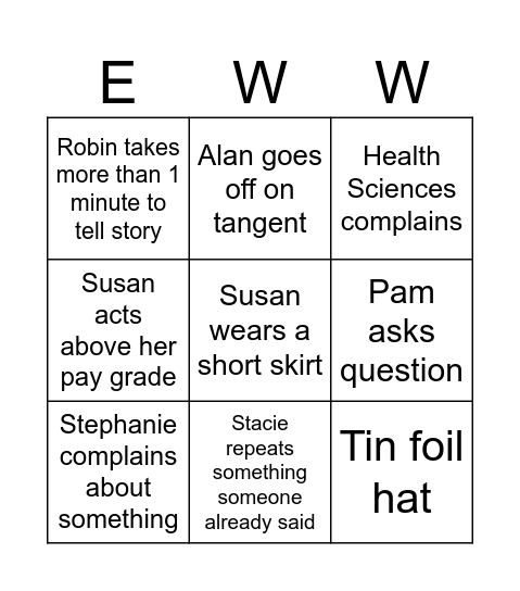 Eww Bingo Card