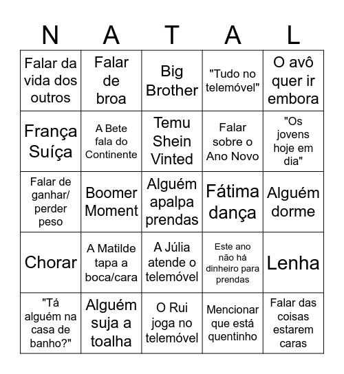 BINGO DE NATAL Bingo Card
