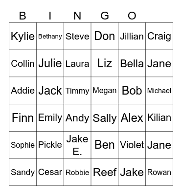 Stanton Family Christmas Bingo Card