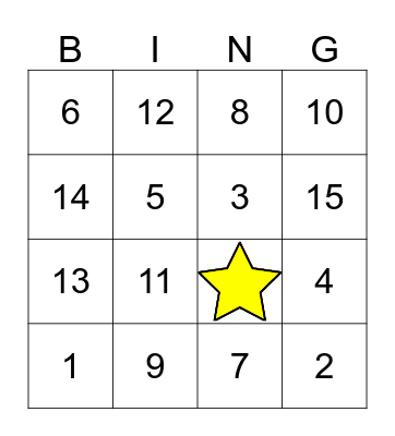Number Bingo Card