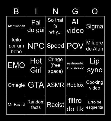 YT-Shorts Bingo Card