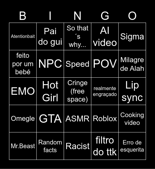 YT-Shorts Bingo Card