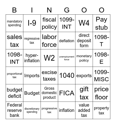 Government Policy Bingo Card