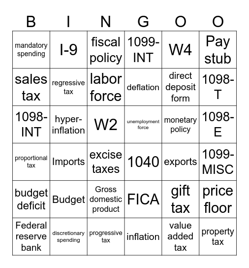 Government Policy Bingo Card