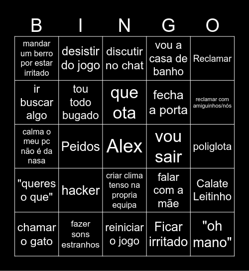 Alex Bingo Card