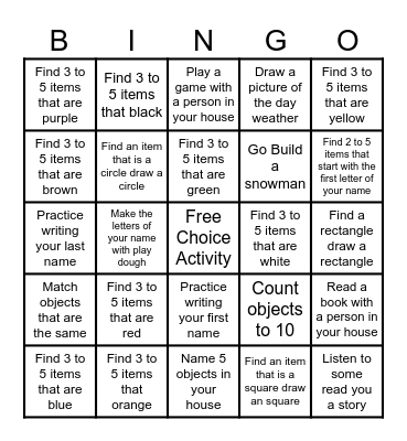 NTI BINGO complete 5 items each day Bingo Card