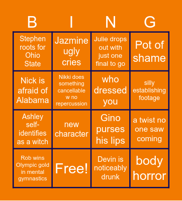 TOW S10E10 Bingo Card