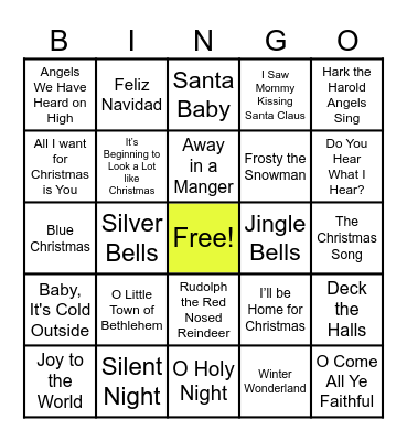 Music Bingo Card