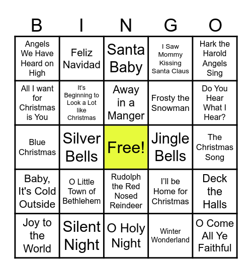 Music Bingo Card