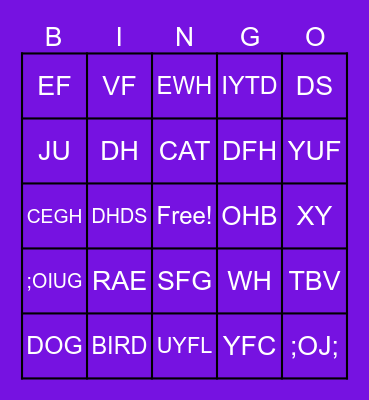 TEST BINGO Card