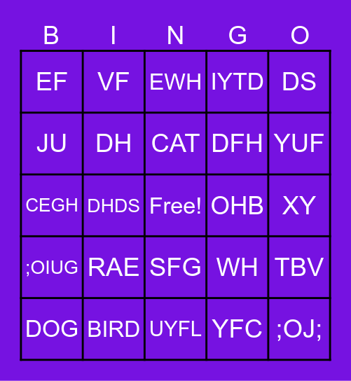 TEST BINGO Card