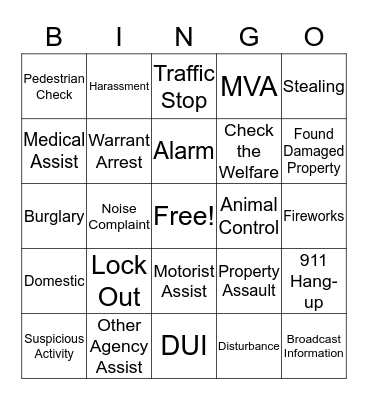 911 B I N G O  Bingo Card