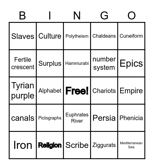 Social Studies Bingo Card