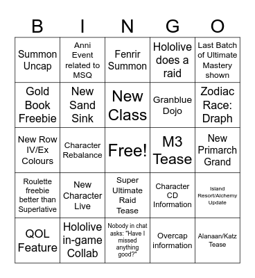 GBF Fes 2023 Bingo Card