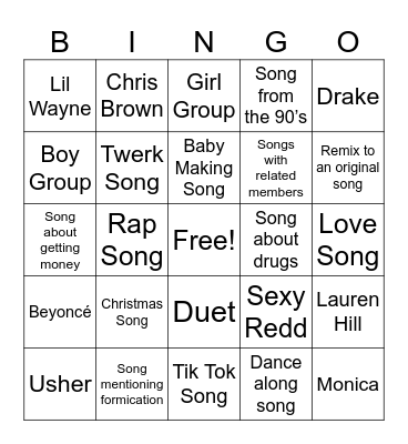 Karaoke Bingo Card