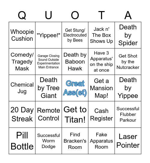 Solo Lethal Company Bingo Card Bingo Card