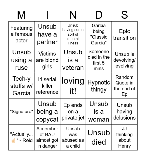 ooookjo Bingo Card