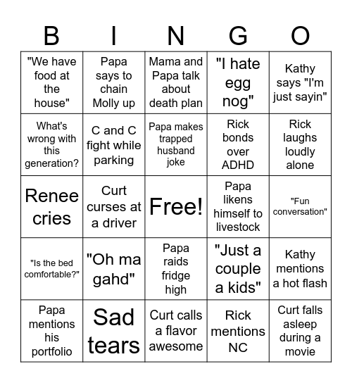 Family fun! Bingo Card