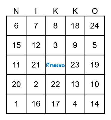 NIC BINGO GAME Bingo Card