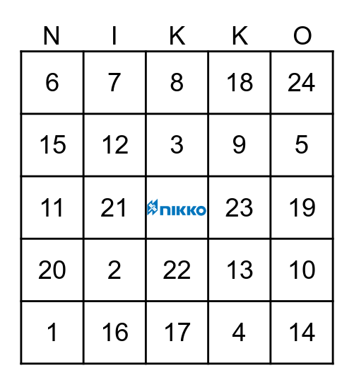 NIC BINGO GAME Bingo Card