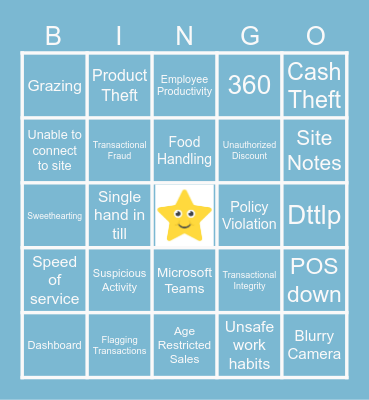 Loss Prevention Bingo Card